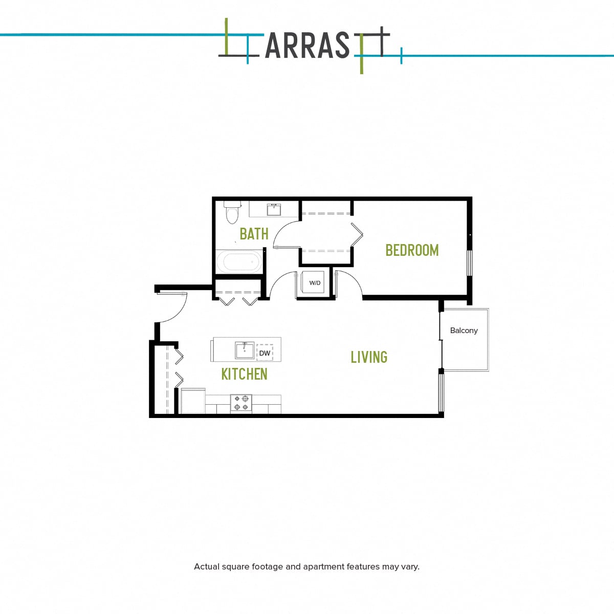 One Bed One Bath E 3 floor plan