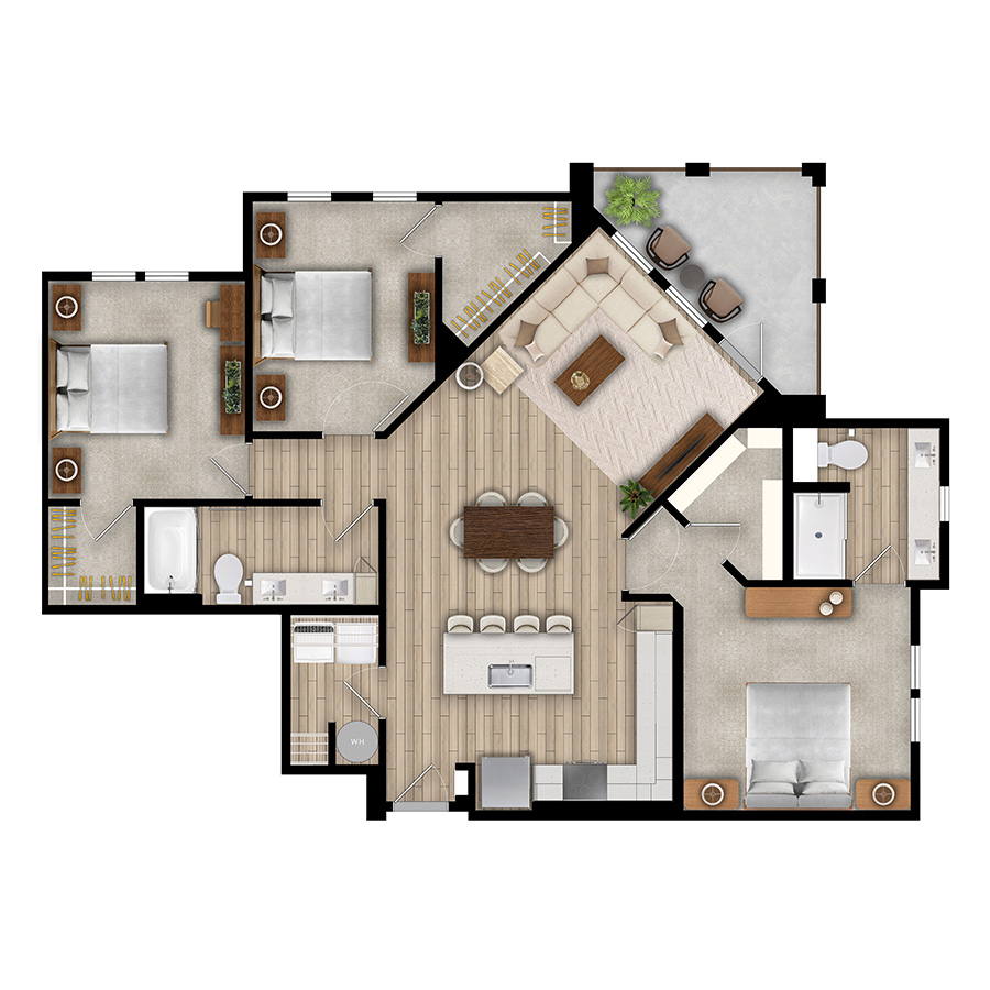 C1 - 3x2 floor plan