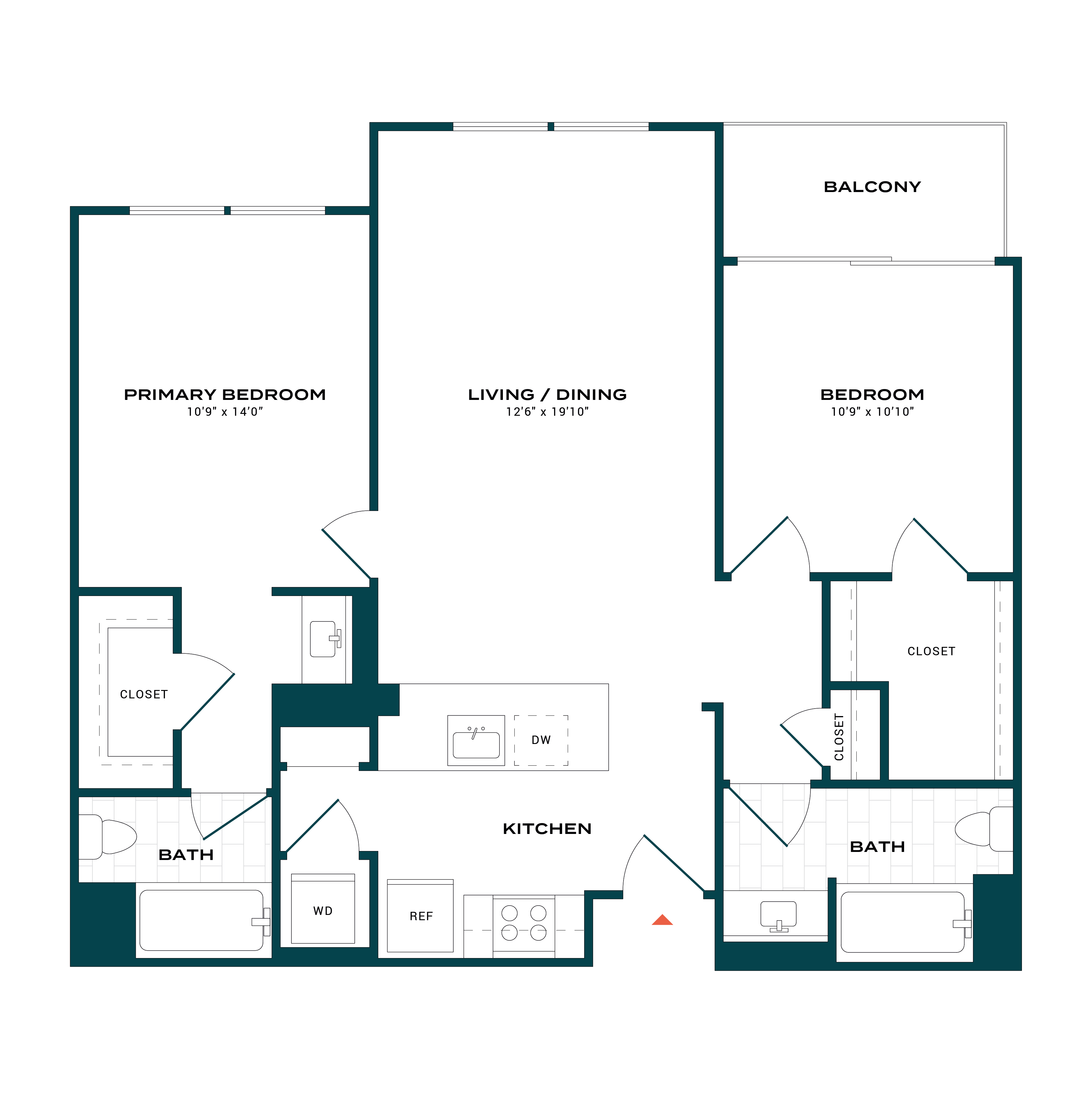 2 Bed/2 Bath-b3 floor plan