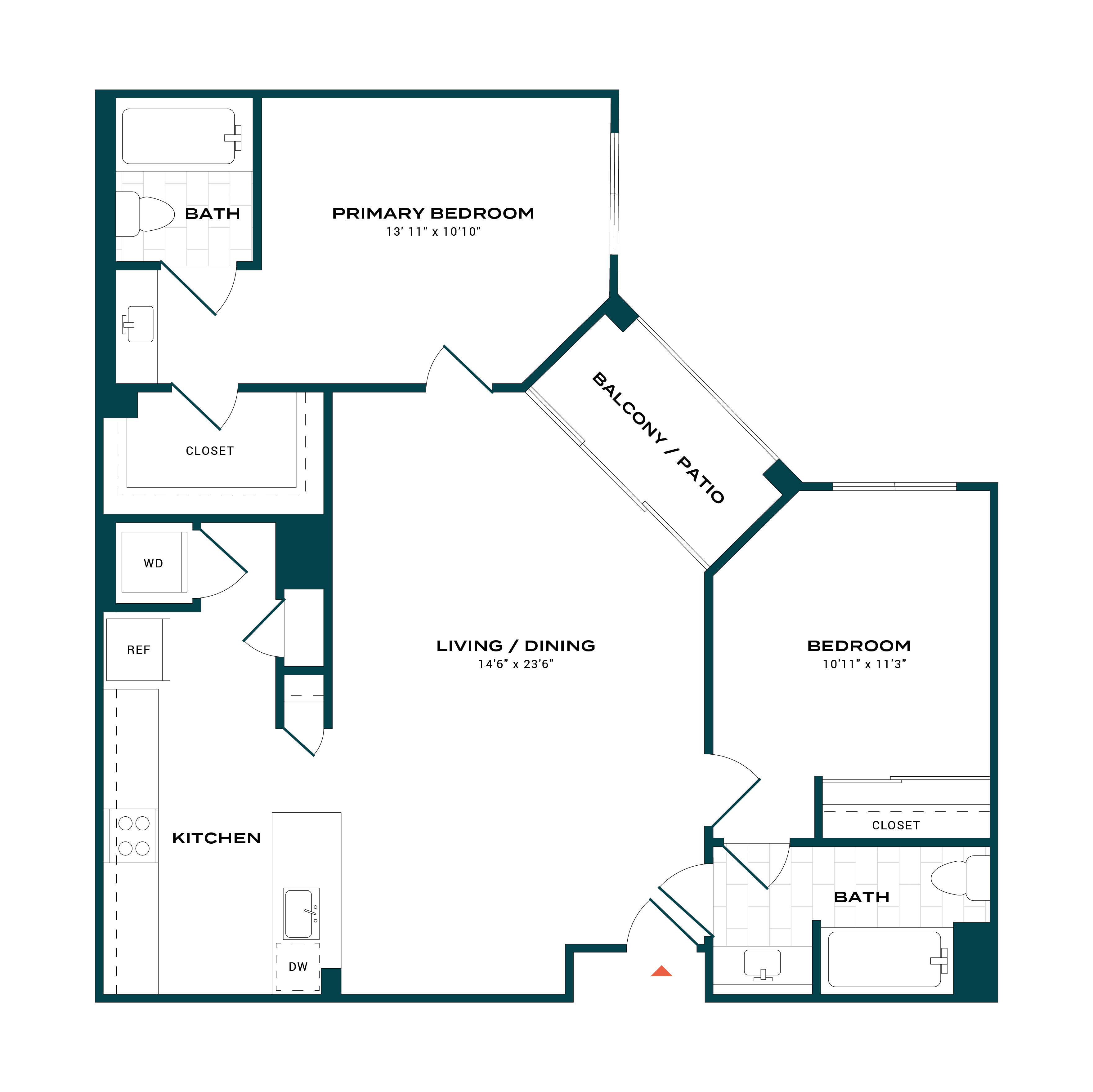 2 Bed/2 Bath-b2 floor plan