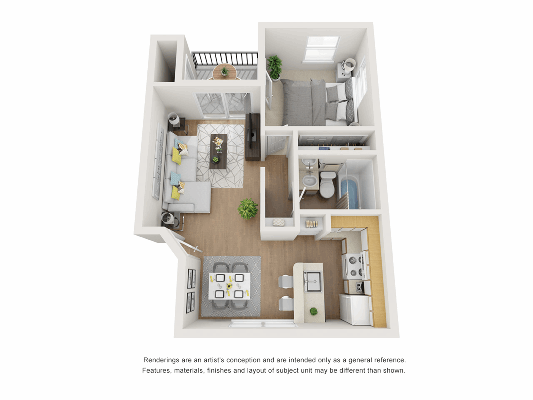 1 Bed 1 Bath B floor plan