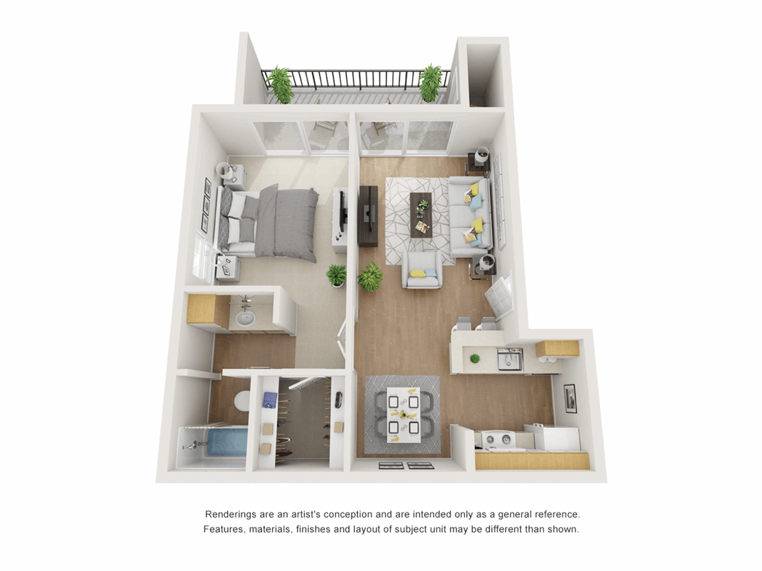 1 Bed 1 Bath C floor plan
