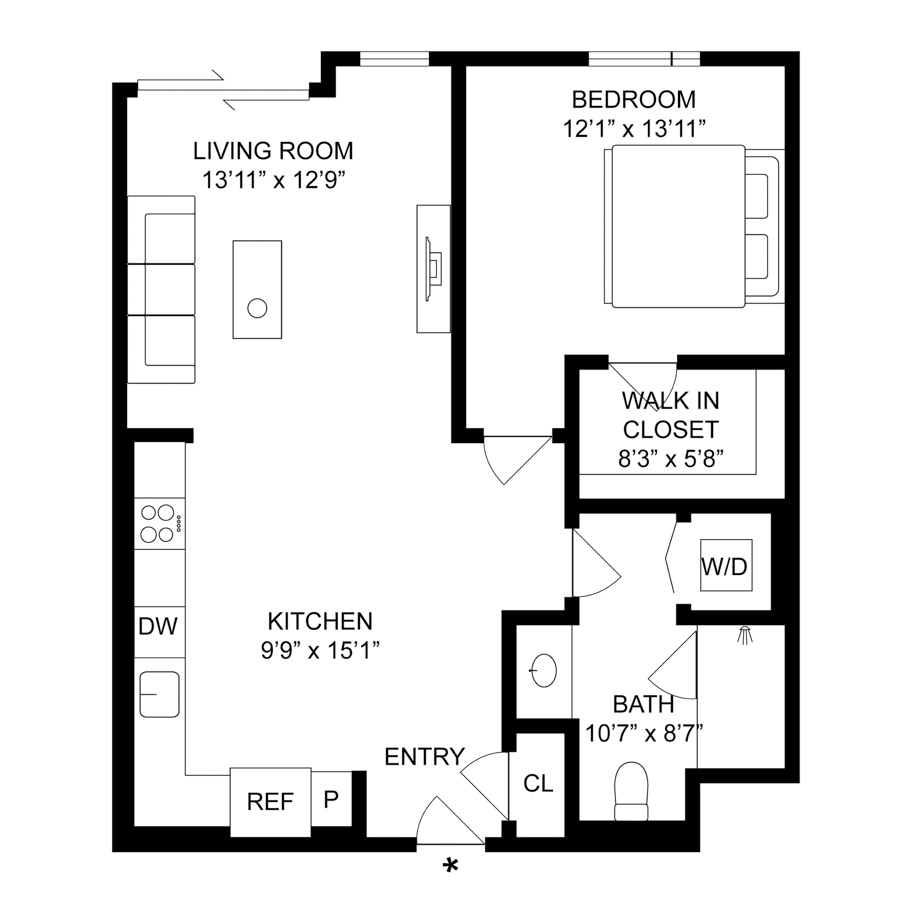 1-B floor plan