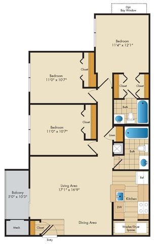 3 Bedroom floor plan