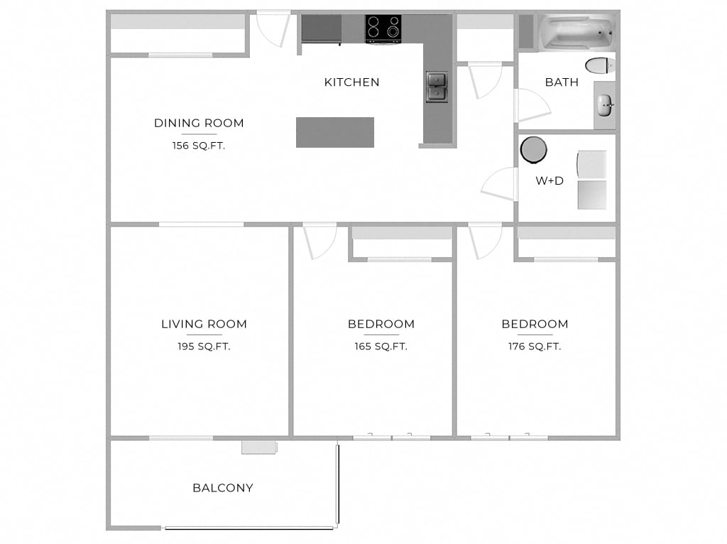 2 Bed/1 Bath-B4r floor plan