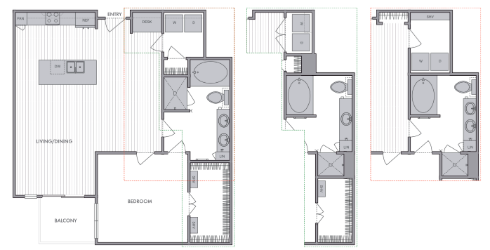 1 Bed_1 Bath_H floor plan