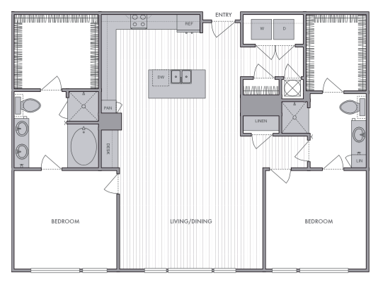 2 Bed_2 Bath_M floor plan