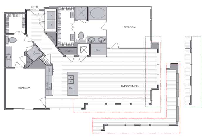 2 Bed_2 Bath_L floor plan