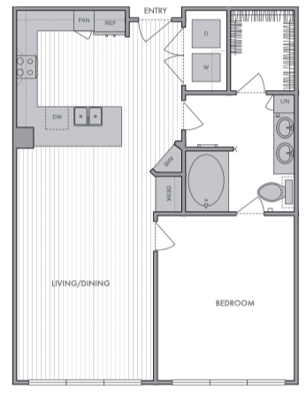 1 Bed_1 Bath_E floor plan