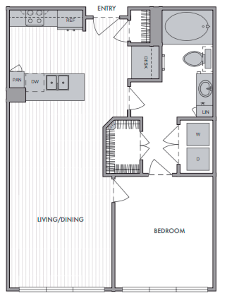1 Bed_1 Bath_C floor plan