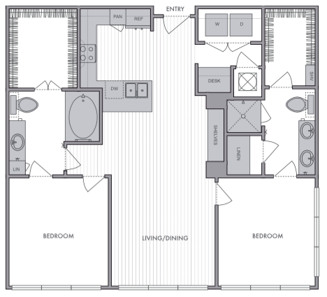 2 Bed_2 Bath_I floor plan