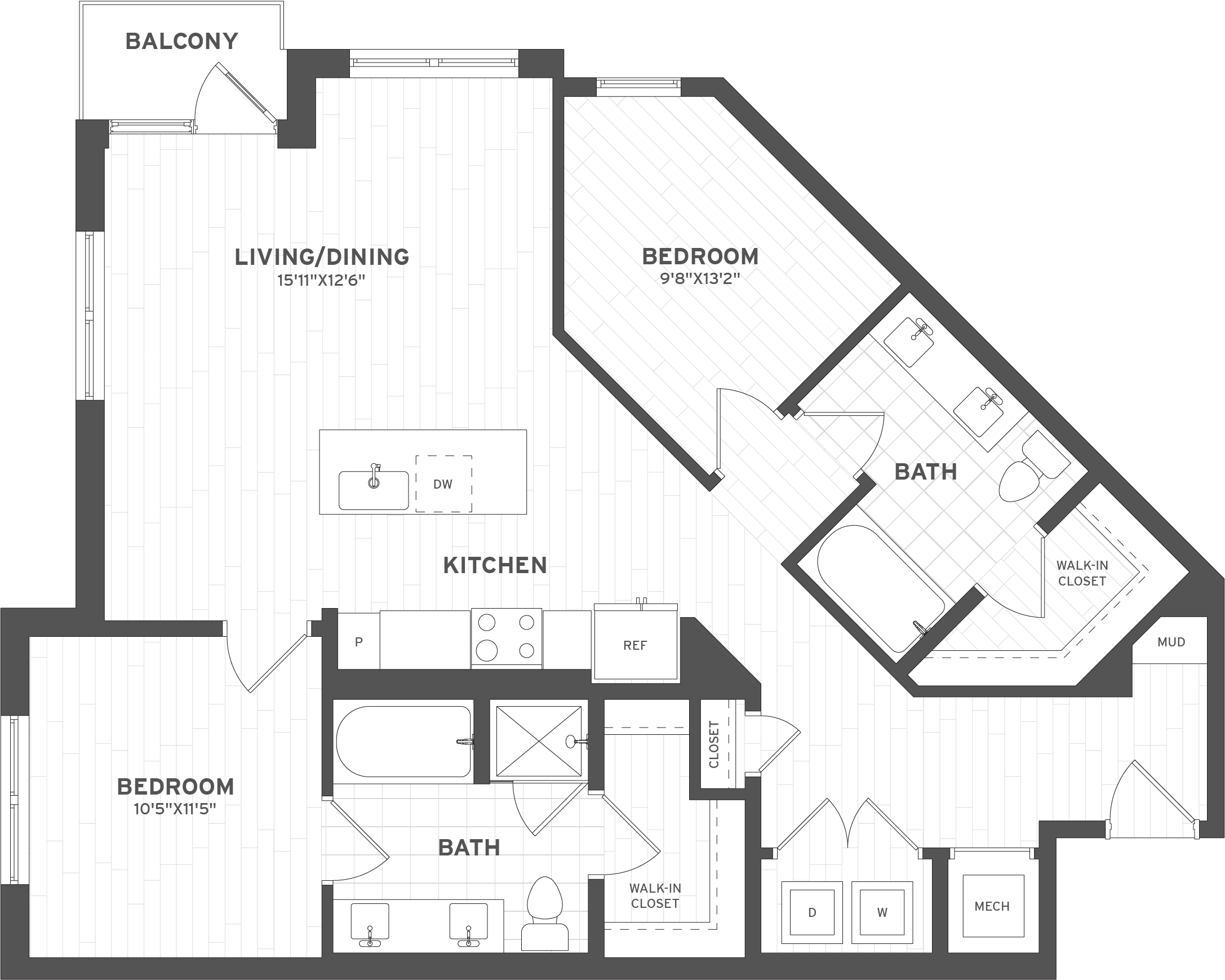 2 Bed/2 Bath-B10 floor plan