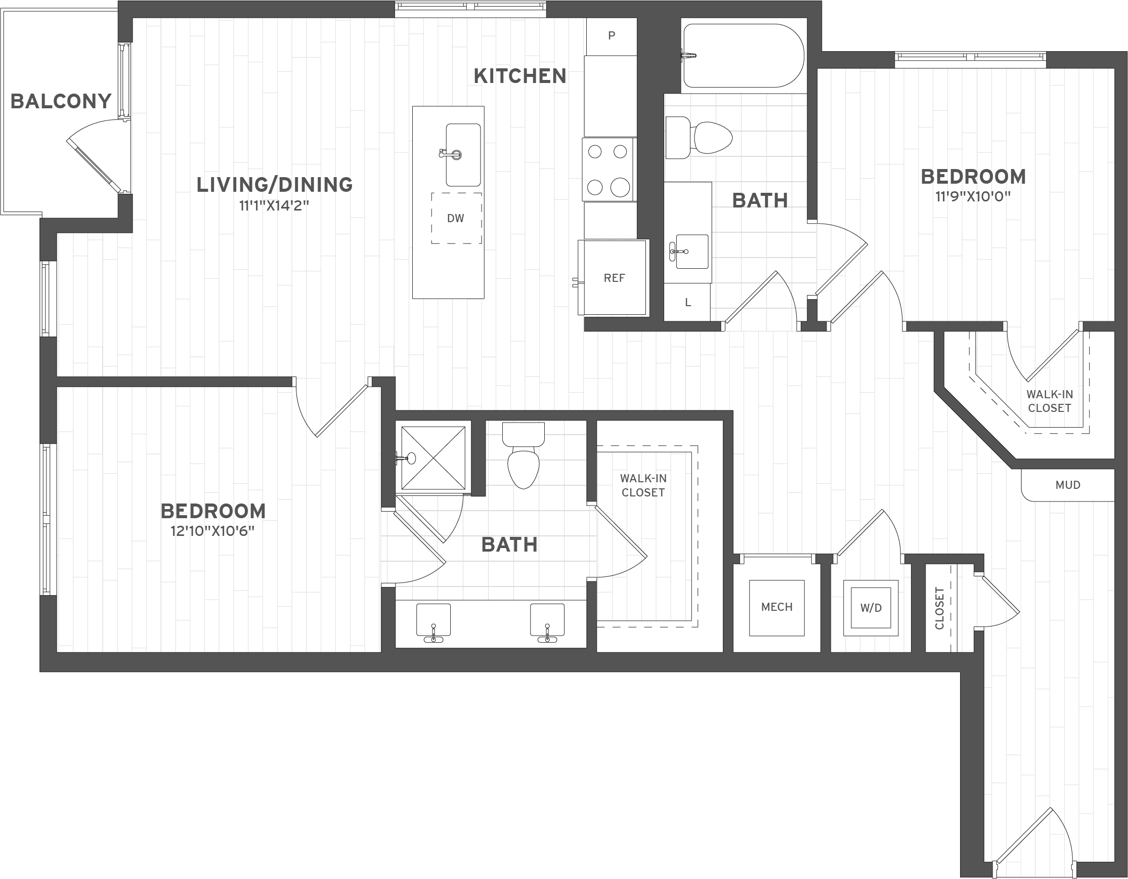 2 Bed/2 Bath-B6 floor plan
