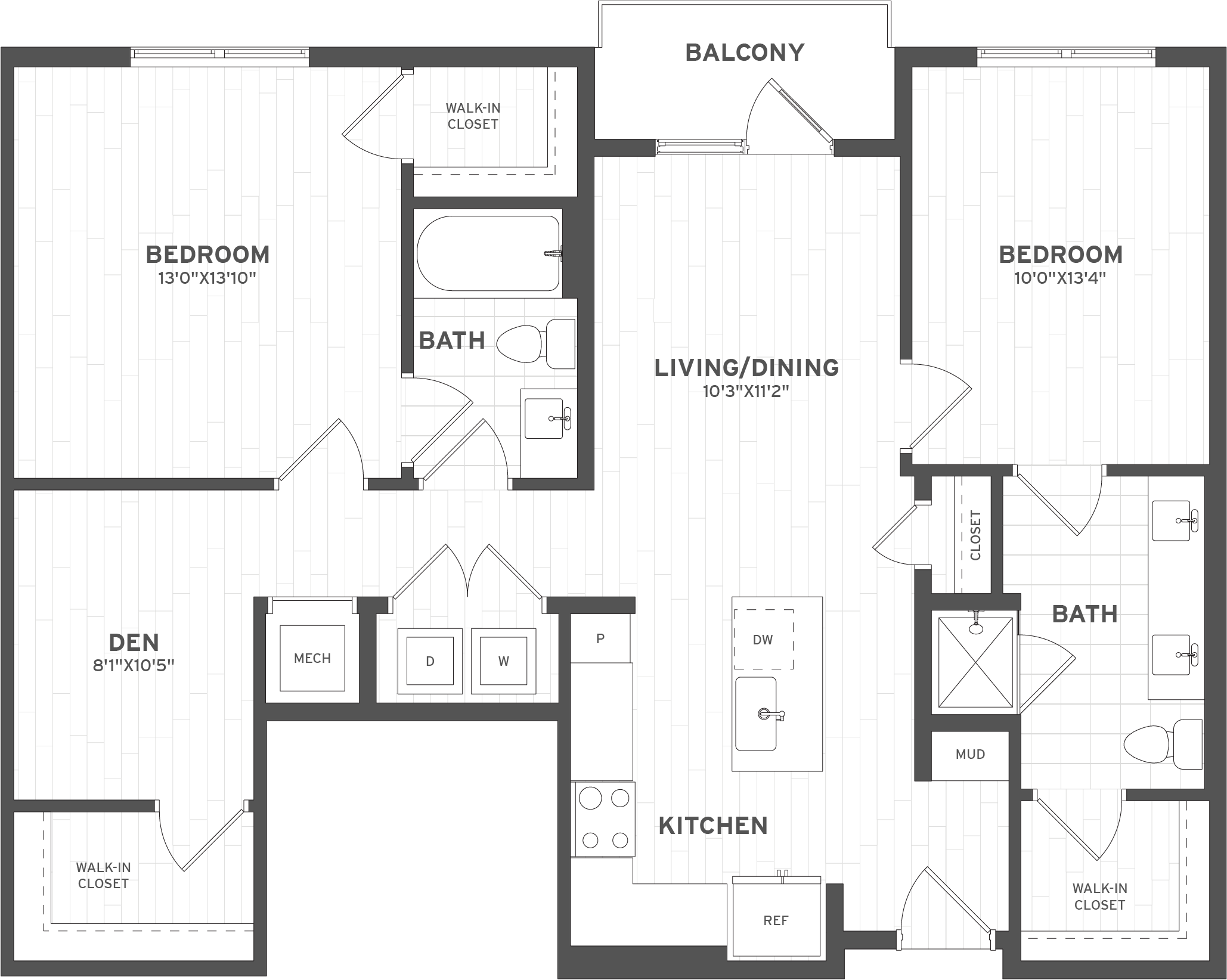 2 Bed/2 Bath Den -B12 floor plan