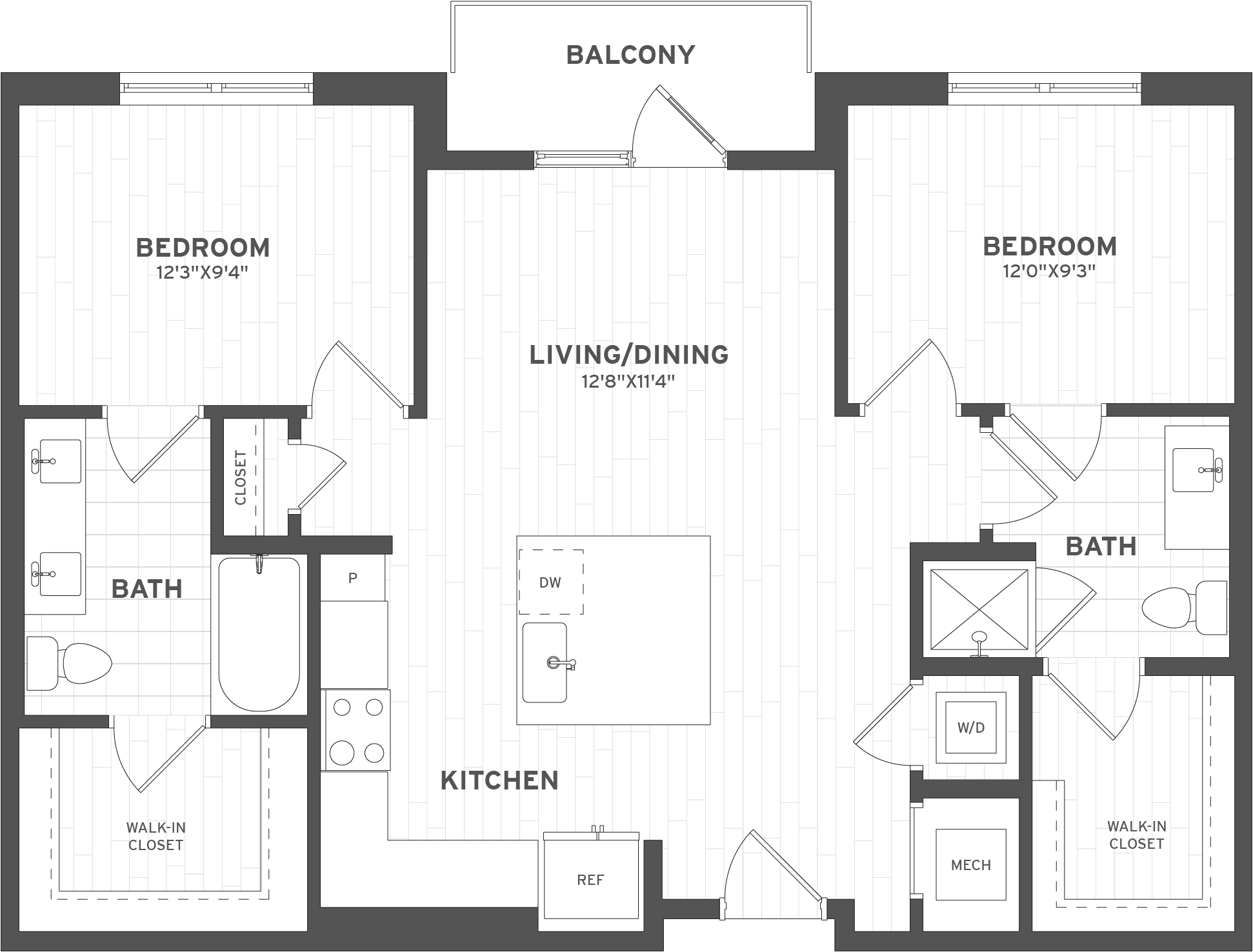 2 Bed/2 Bath-B1 floor plan