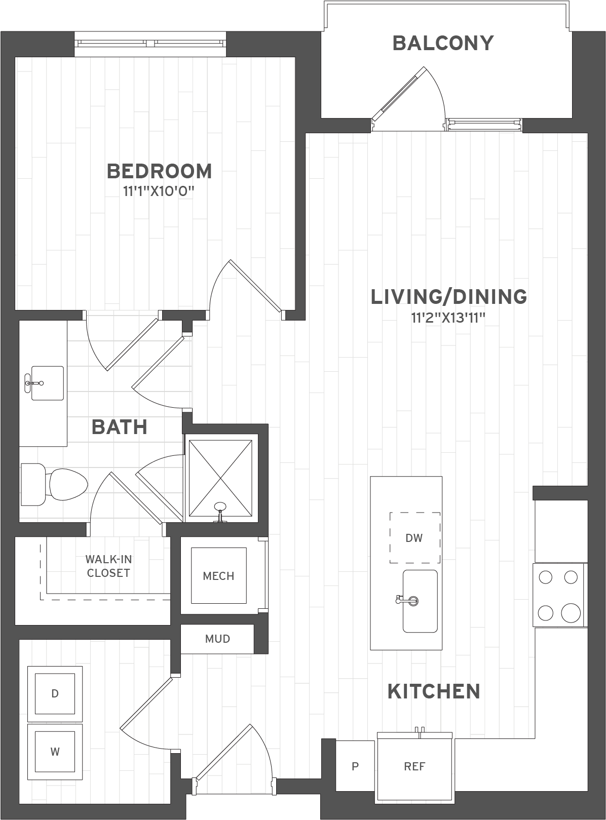 1 Bed/1 Bath-A2.2 floor plan