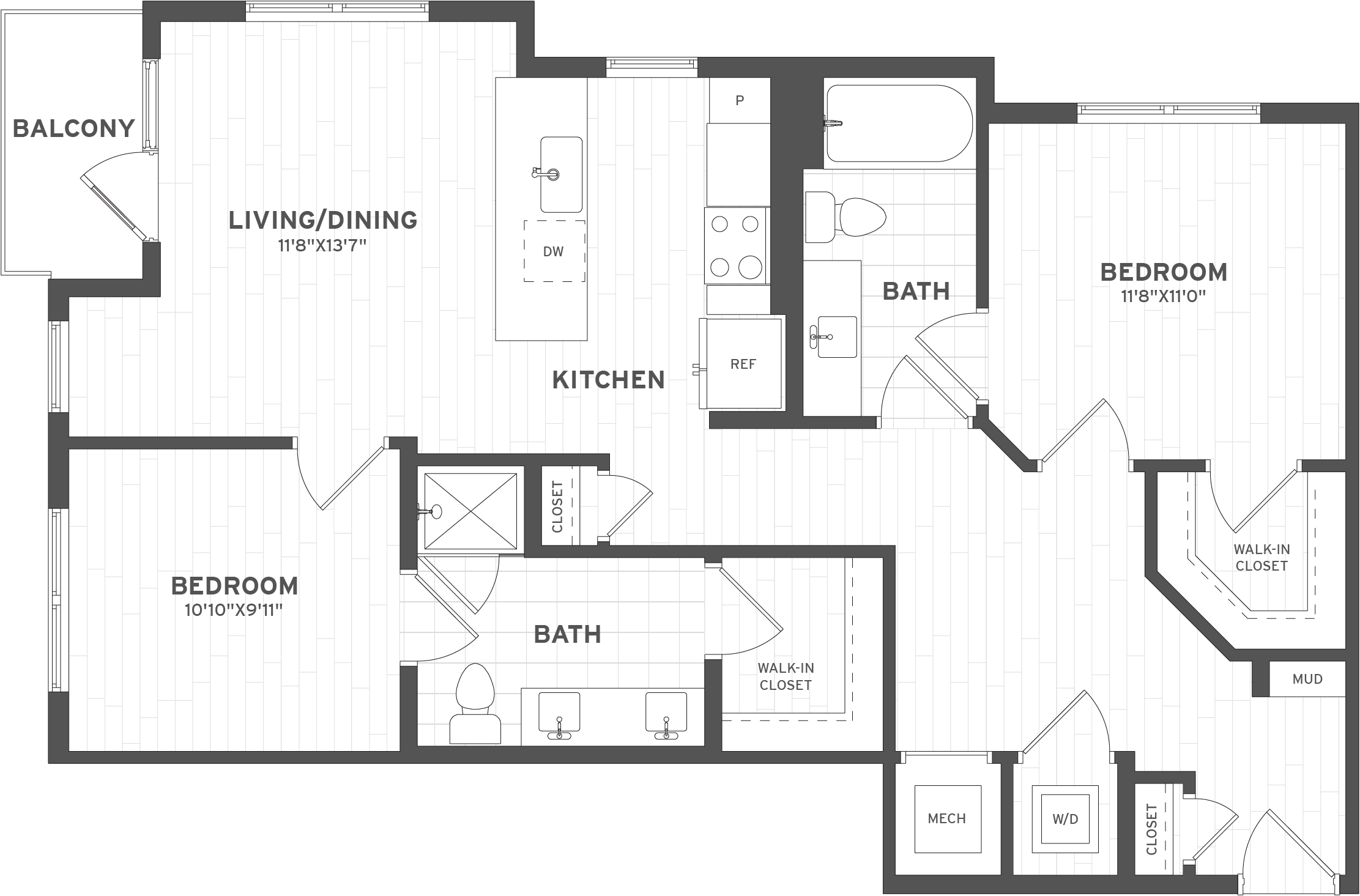 2 Bed/2 Bath-B6.1 floor plan