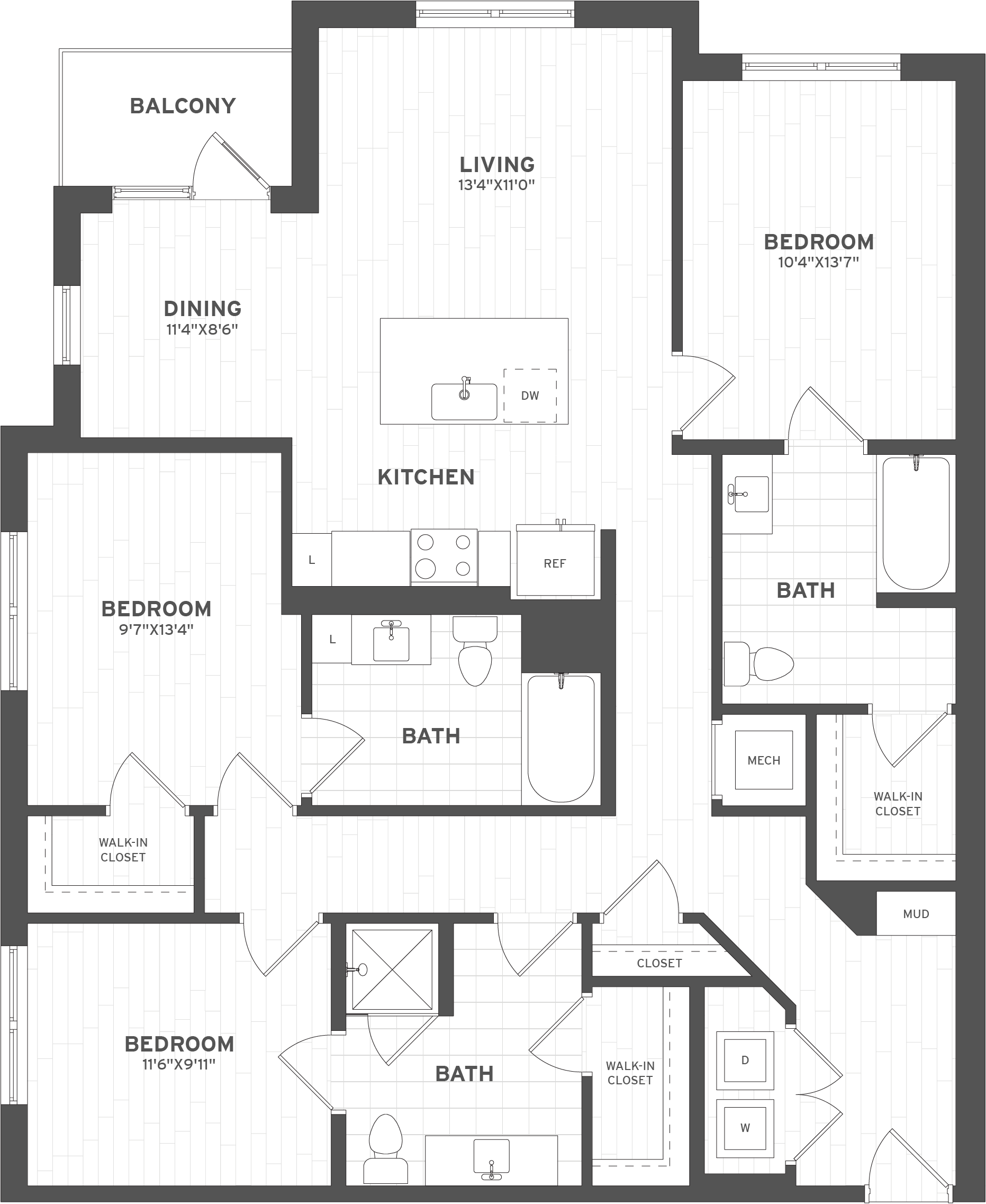 3 Bed/3 Bath ADA-C1A floor plan
