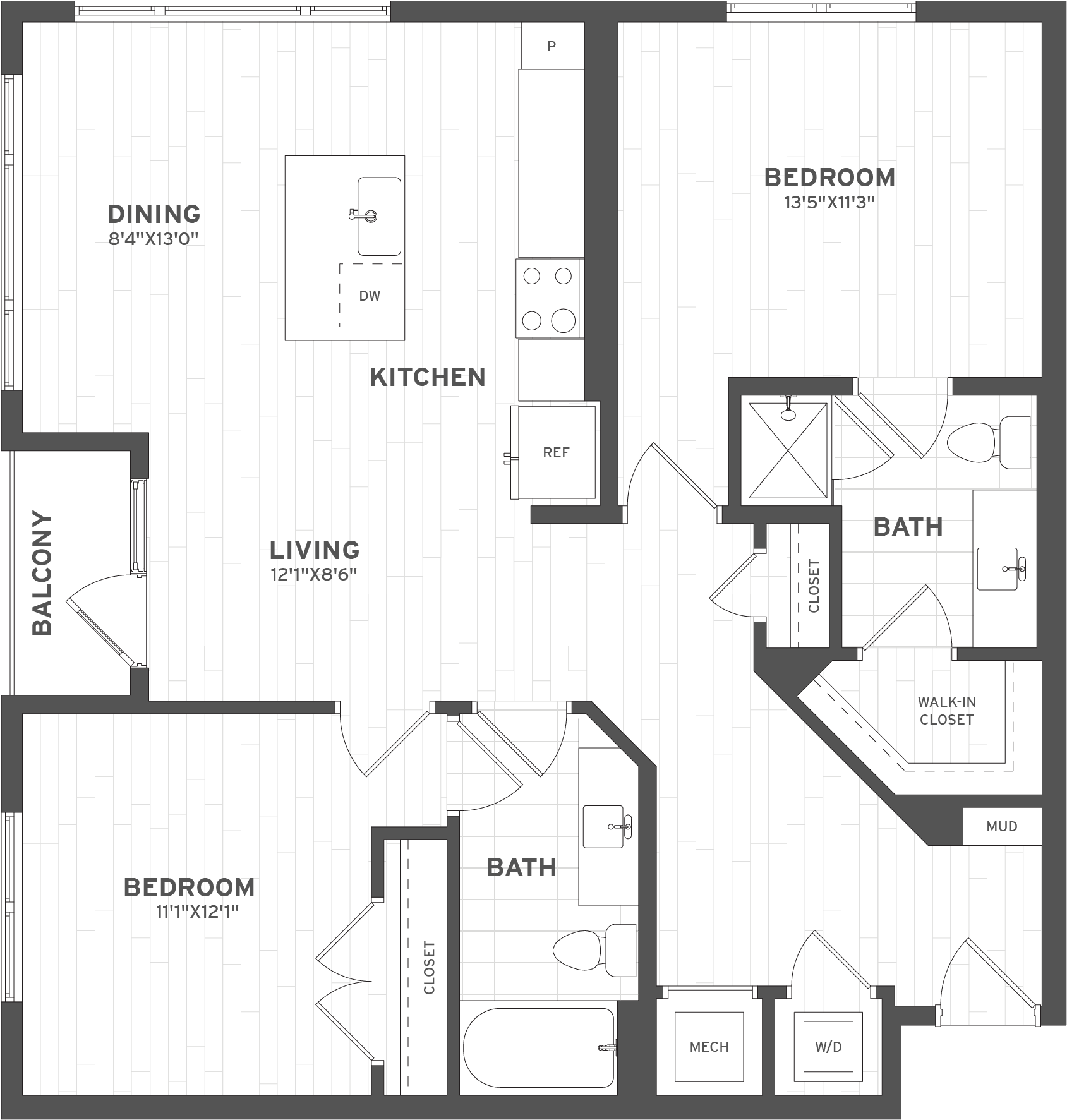 2 Bed/2 Bath-B3.1 floor plan