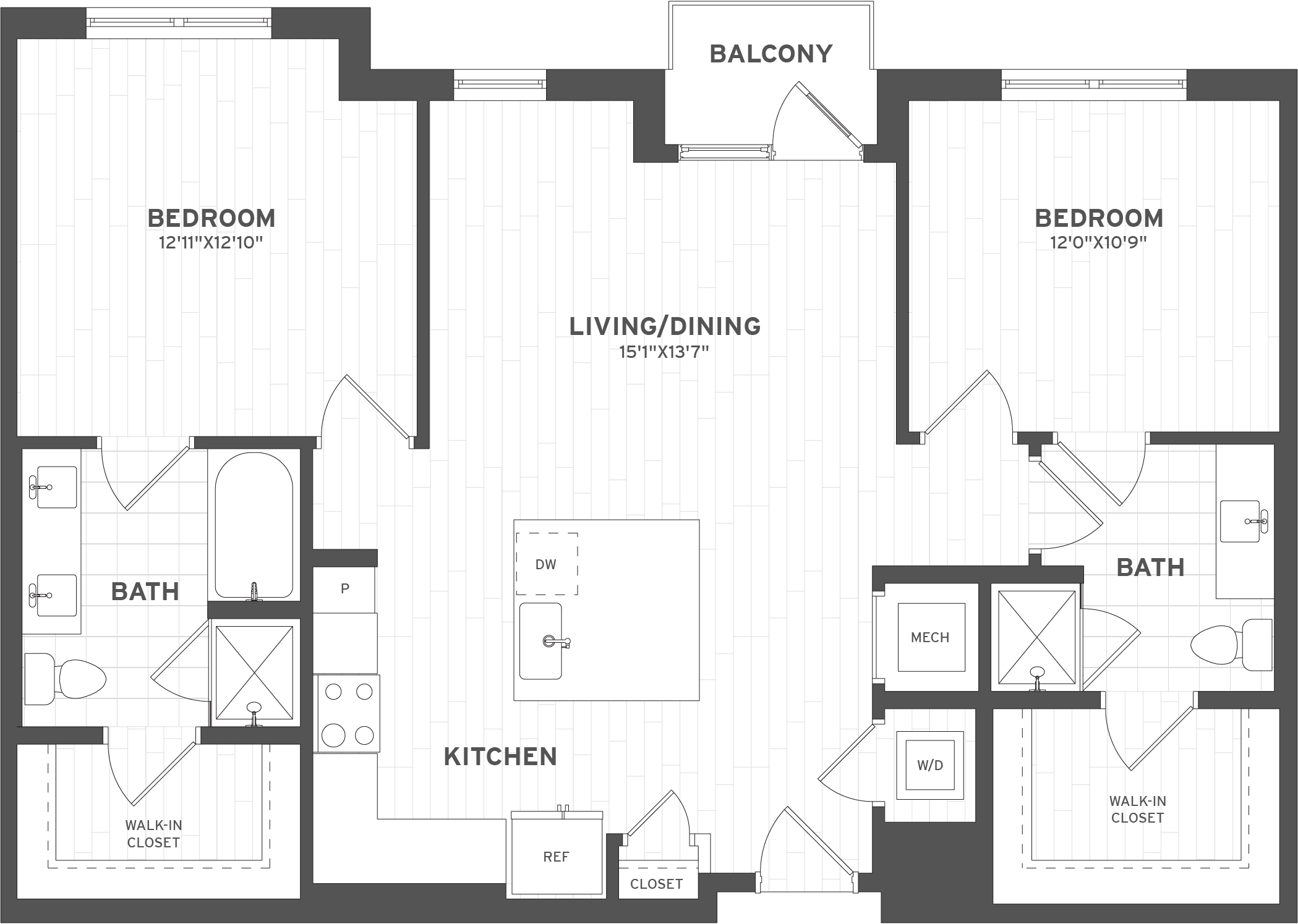 2 Bed/2 Bath-B2 floor plan