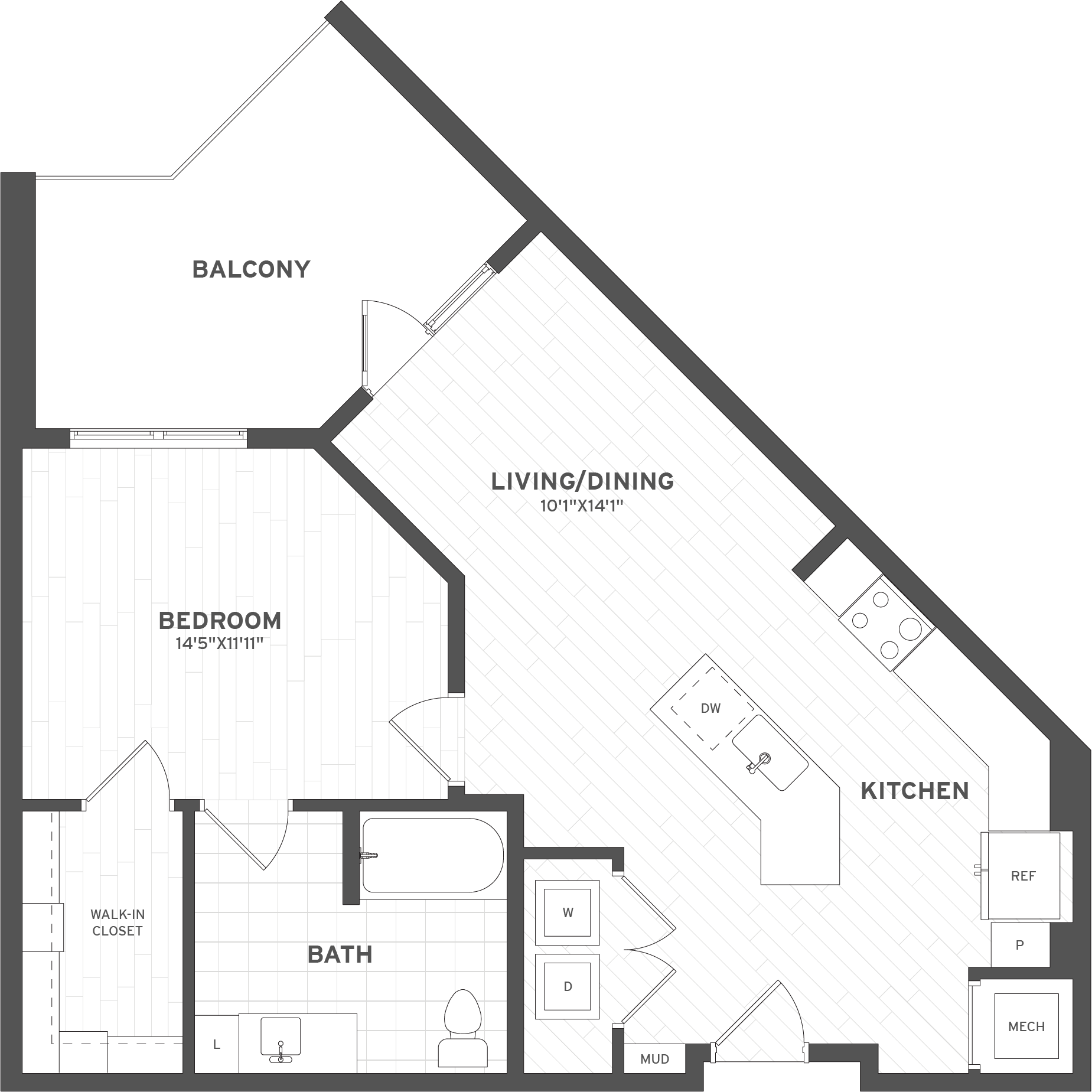 1 Bed/1 Bath ADA-A1.6A floor plan