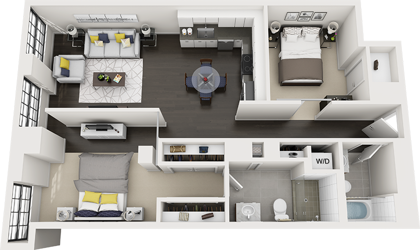 1 Bed/2 Bath Den-a20e floor plan
