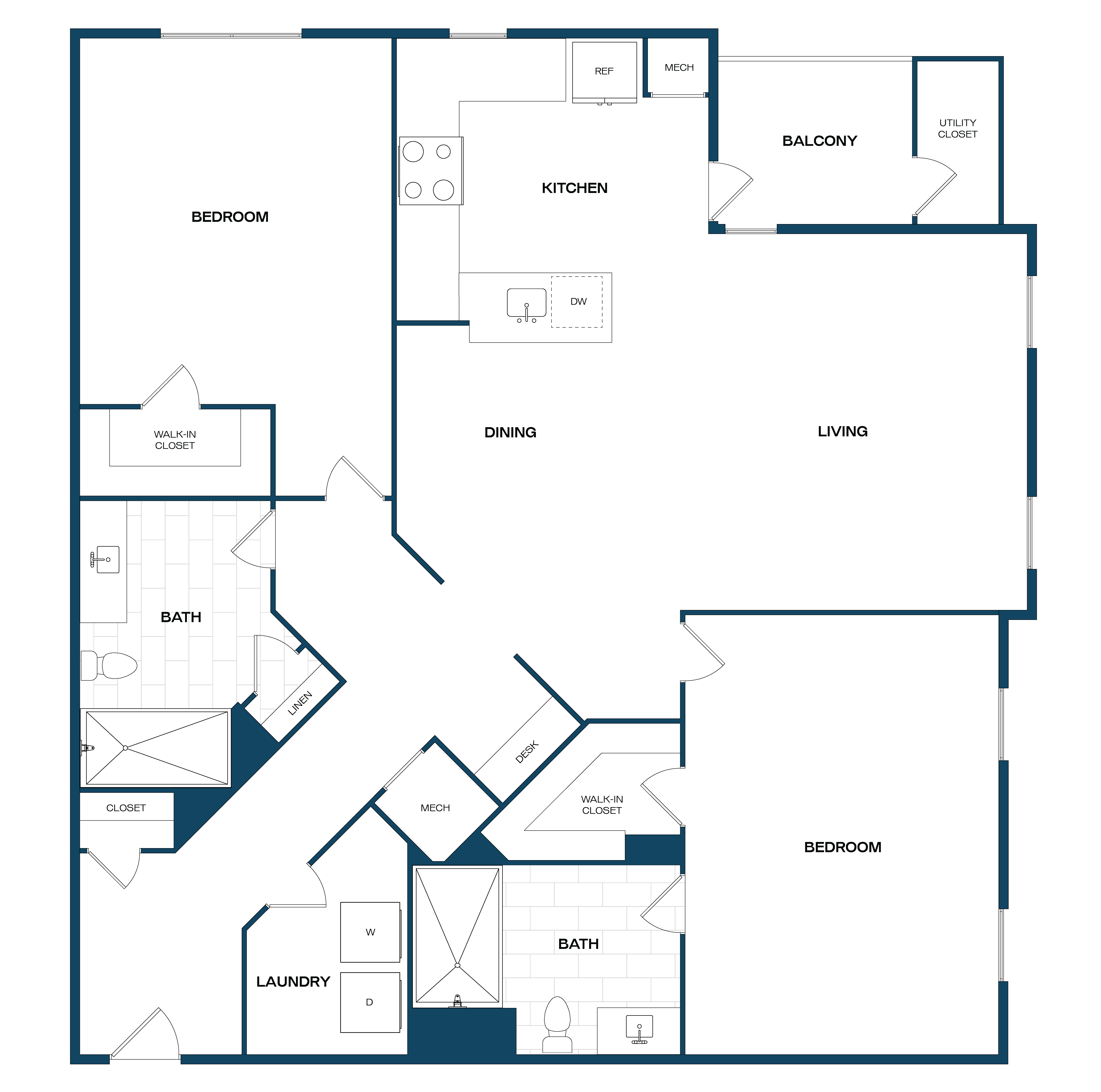 2 Bed/2 Bath-B2 floor plan
