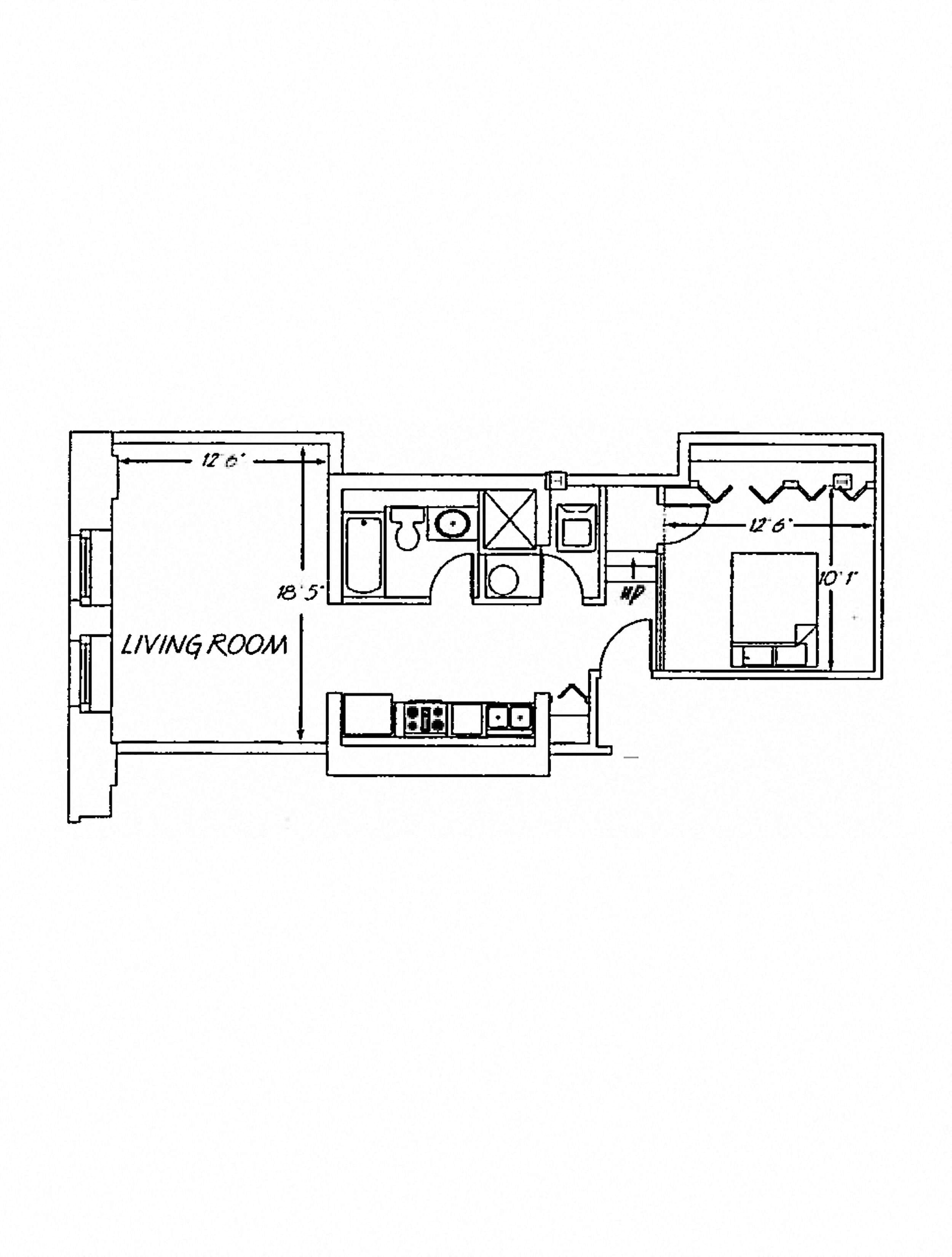 1 Bedroom FP E2 floor plan