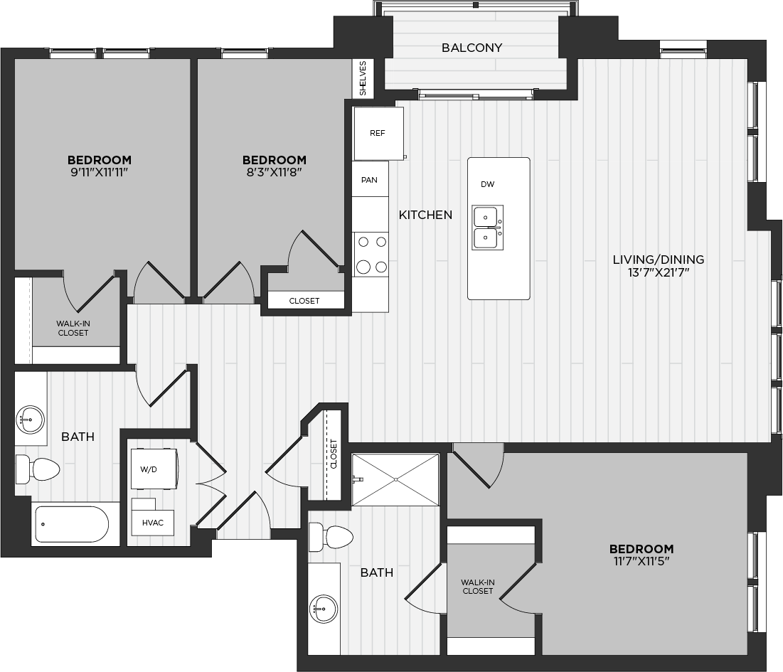3 Bed/2 Bath-F1 floor plan