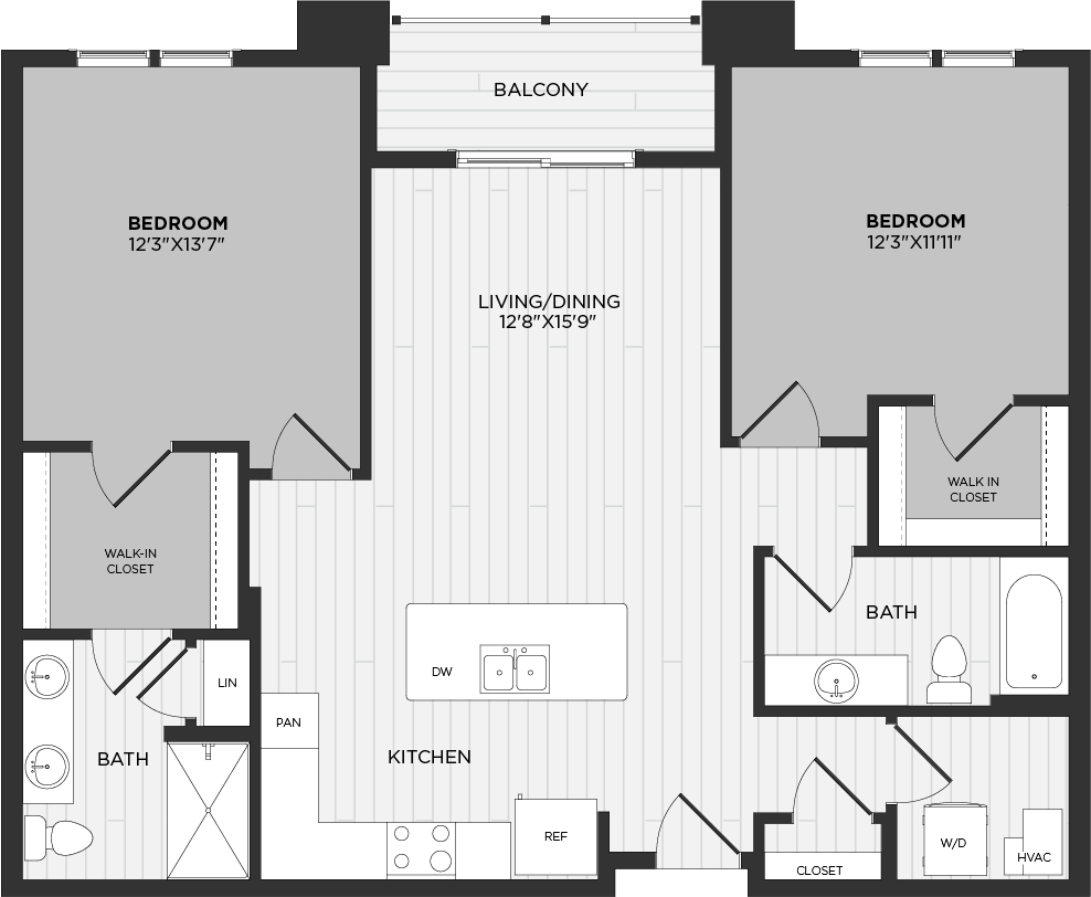 2 Bed/2 Bath-D7 floor plan