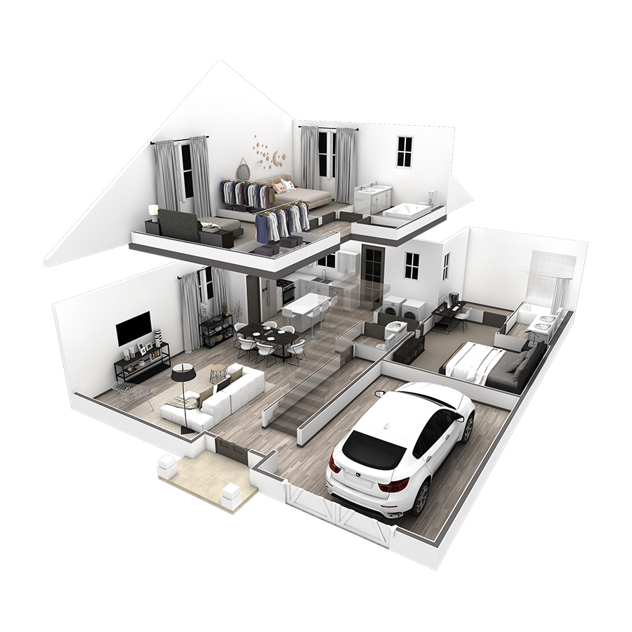 3 Bedroom Garden with 1 Car Garage floor plan
