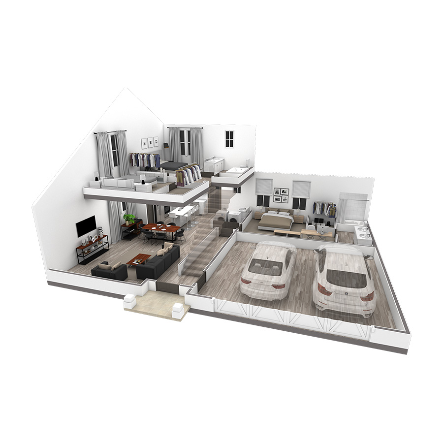 3 Bedroom Garden with 2 Car Garage floor plan