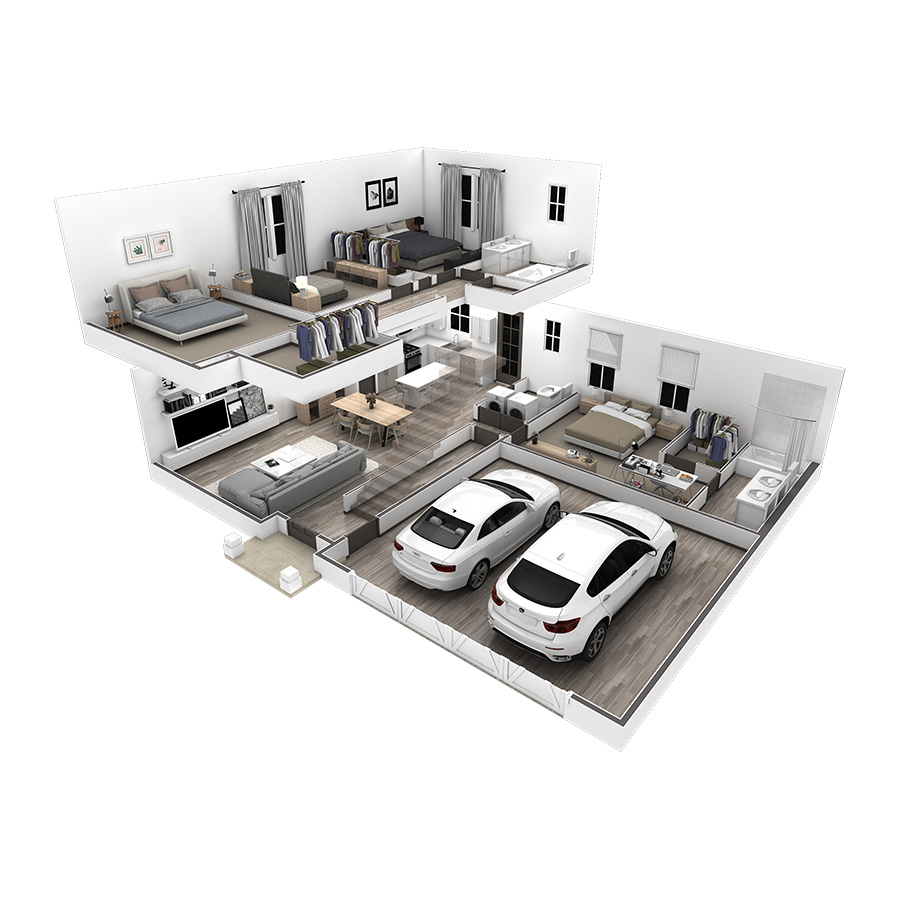 4 Bedroom Garden with 2 Car Garage floor plan