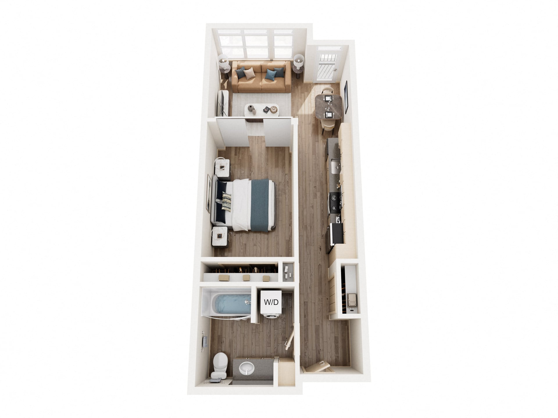 Open One Bedroom floor plan