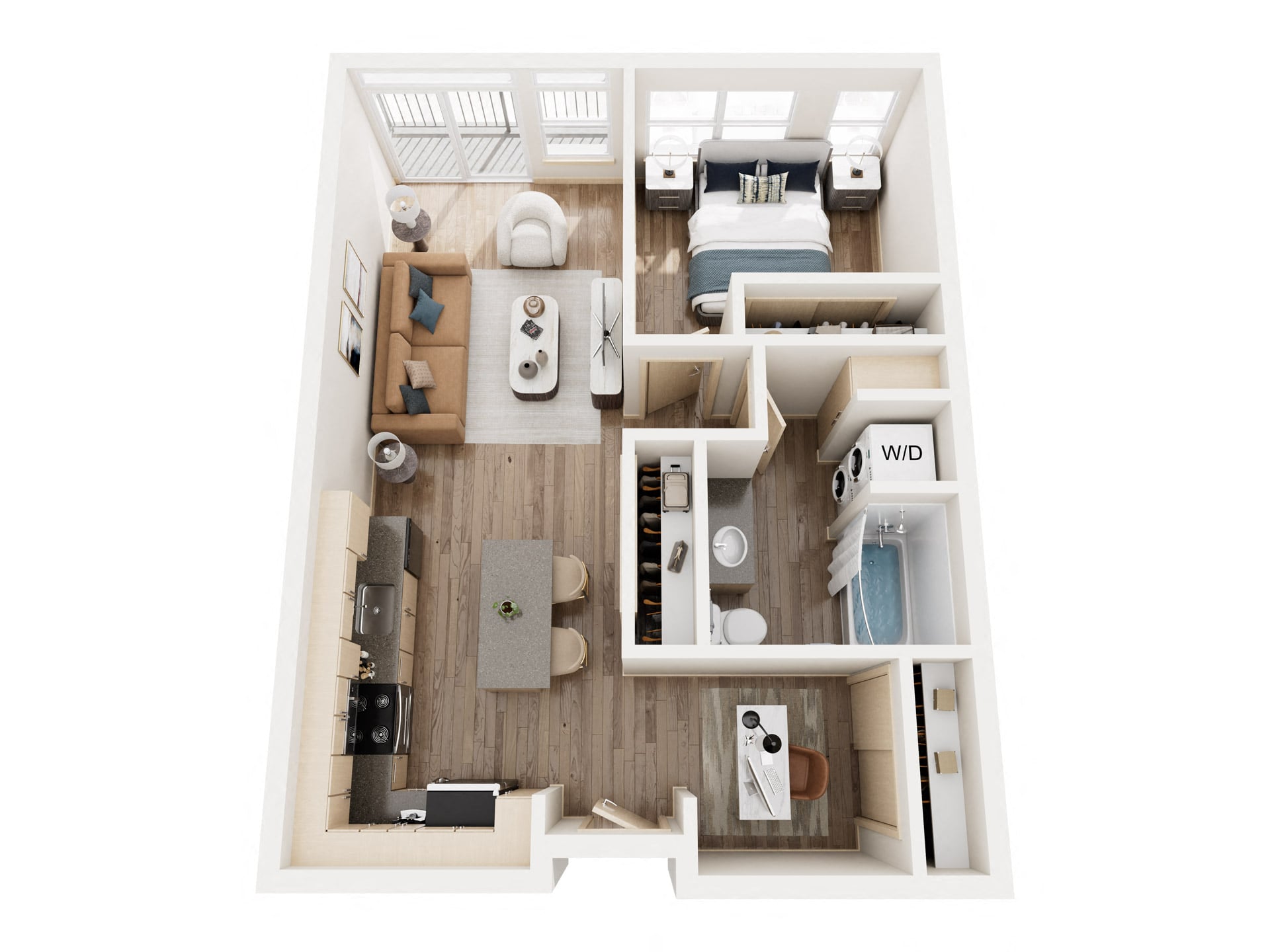 One Bedroom, Den 737 - 787 floor plan