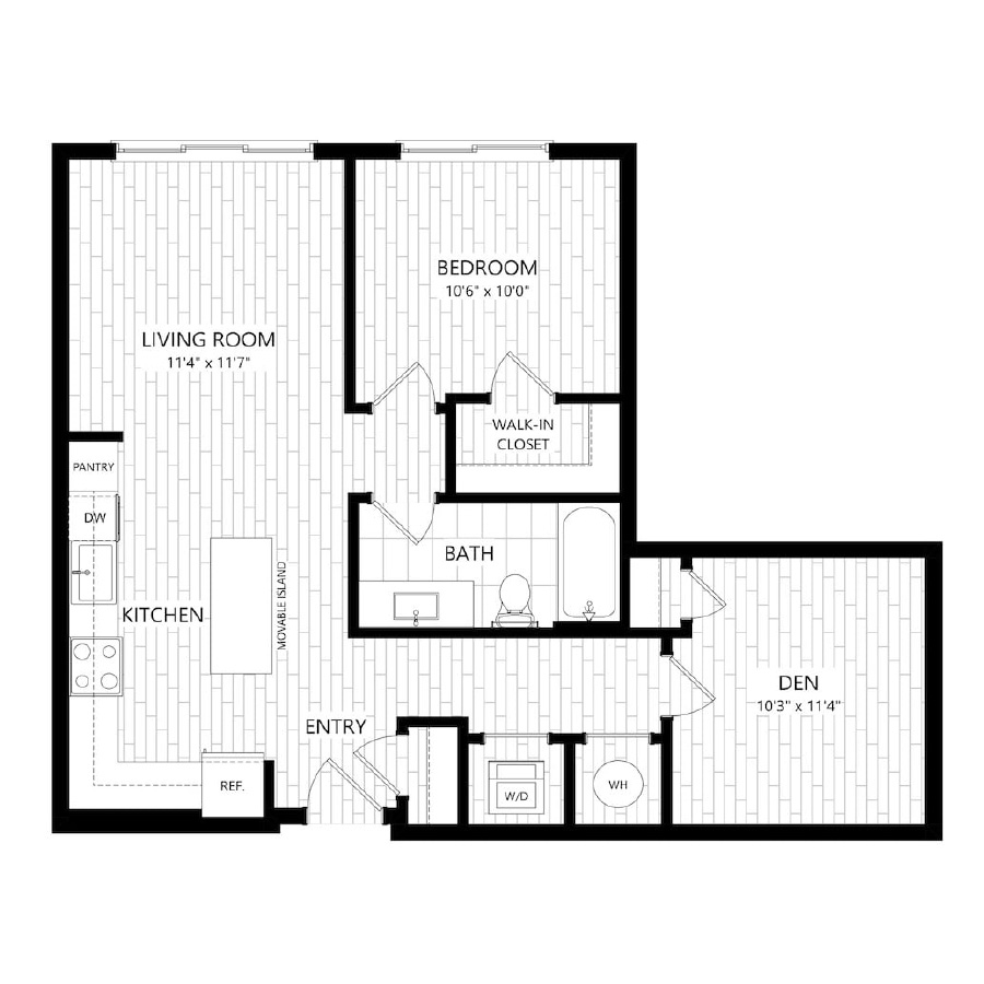 AD1-1X1 Den floor plan
