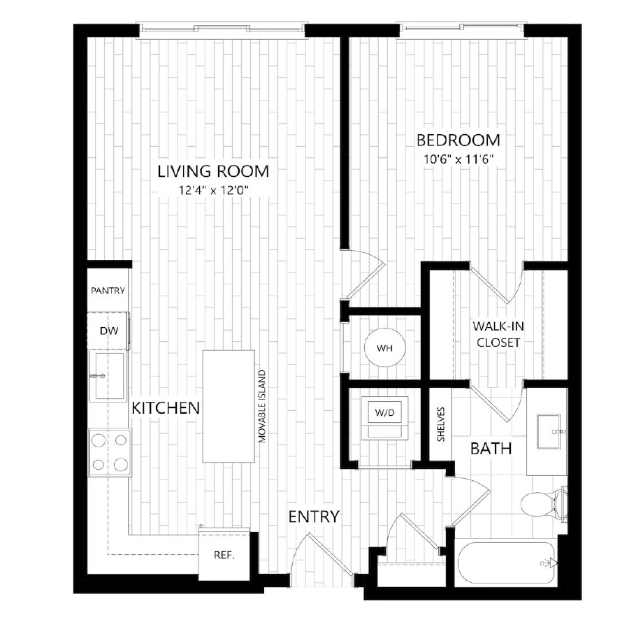 A1 -1x1 floor plan