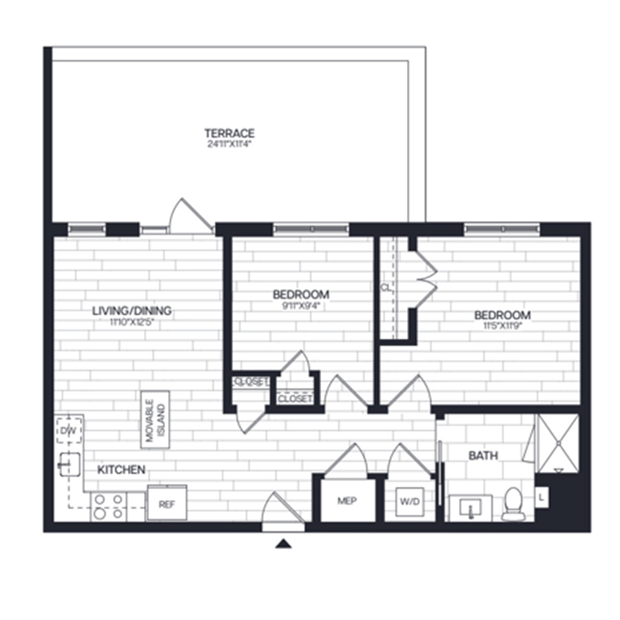 Junior 2 Bed/1Bath - B1JPH - B2JPH floor plan