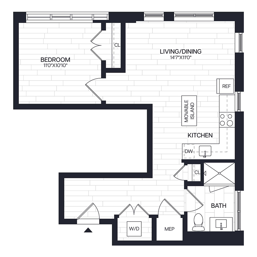 1 Bed/1 Bath - A4 floor plan
