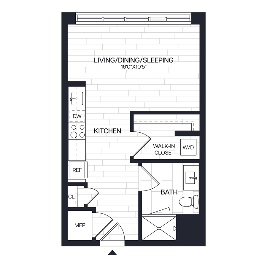 0 Bed/1 Bath - S1 floor plan