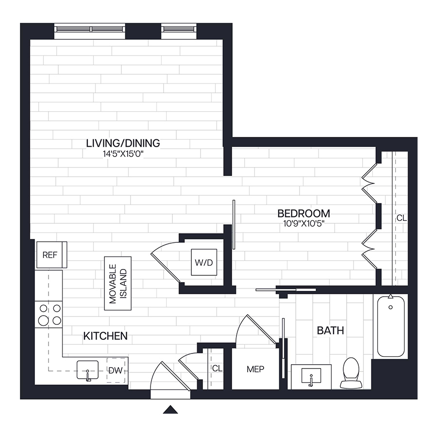 Junior 1 Bed/1 Bath - AJ6 floor plan