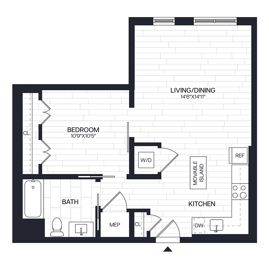 Junior 1 Bed/1 Bath - AJ4 floor plan