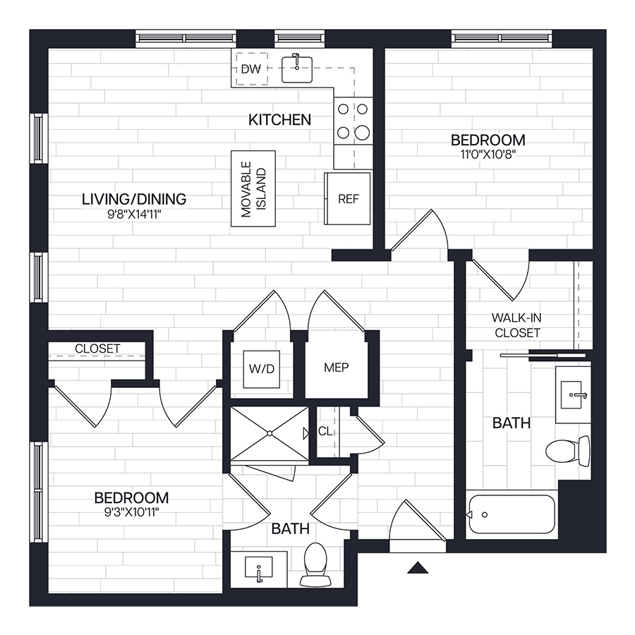 2 Bed/2 Bath - B1 floor plan