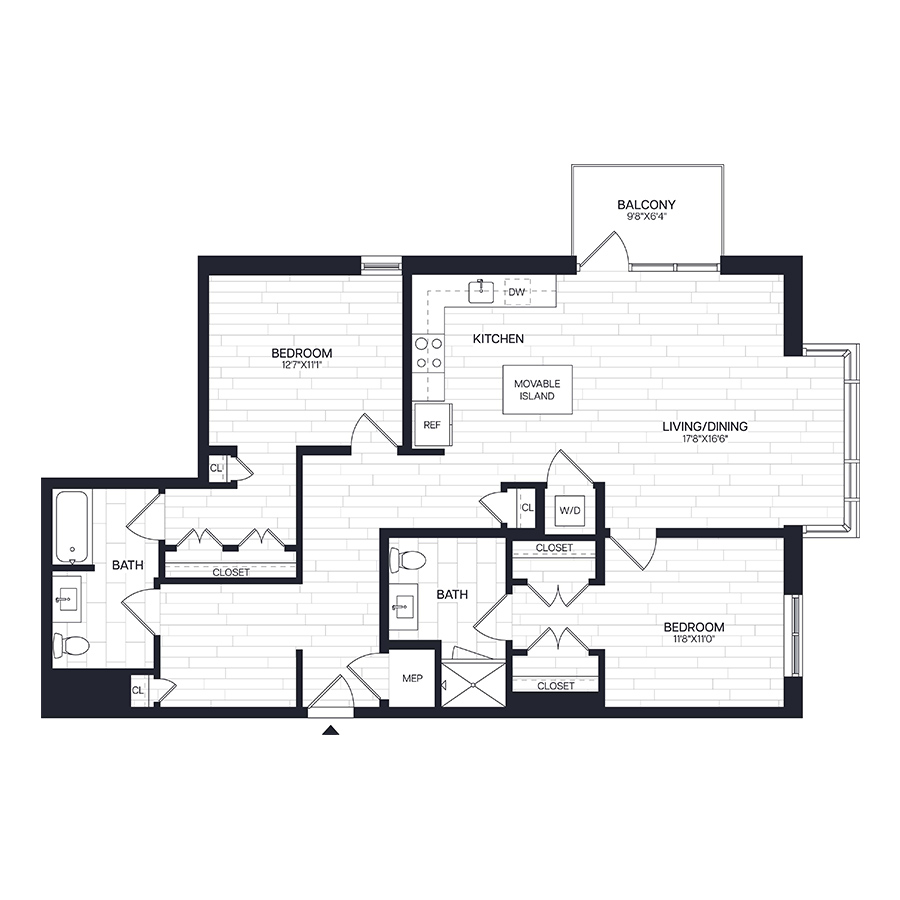 2 Bed+/2 Bath - BP1 floor plan