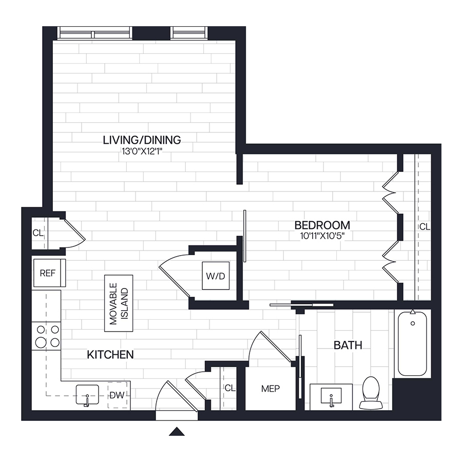 Junior 1 Bed/1 Bath - AJ1 floor plan