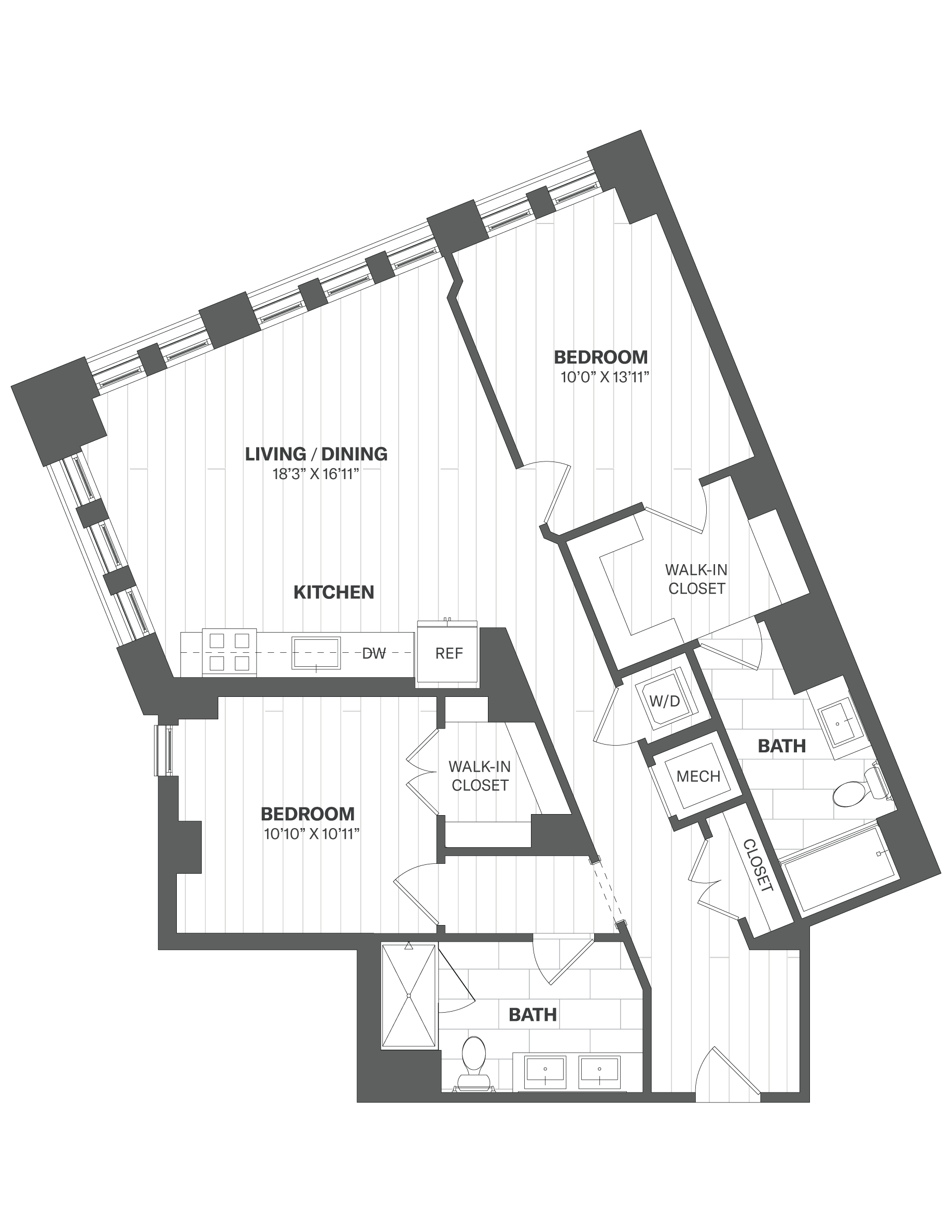 2D - 2 Bed/2 Bath floor plan