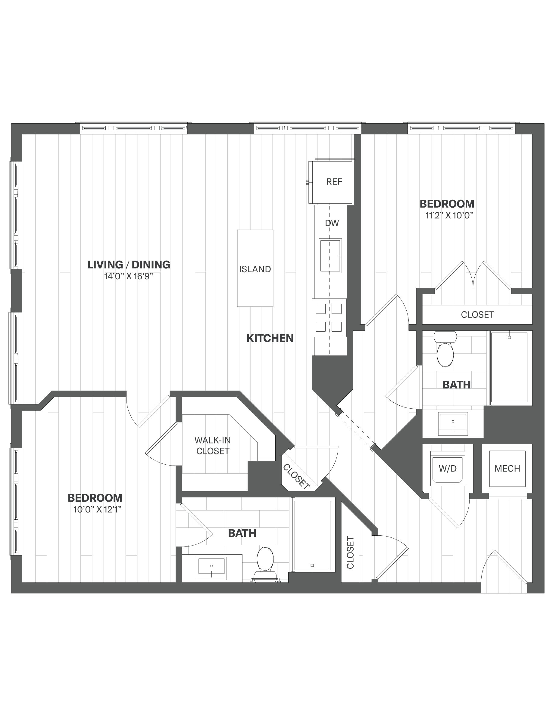 2C - 2 Bed/2 Bath floor plan