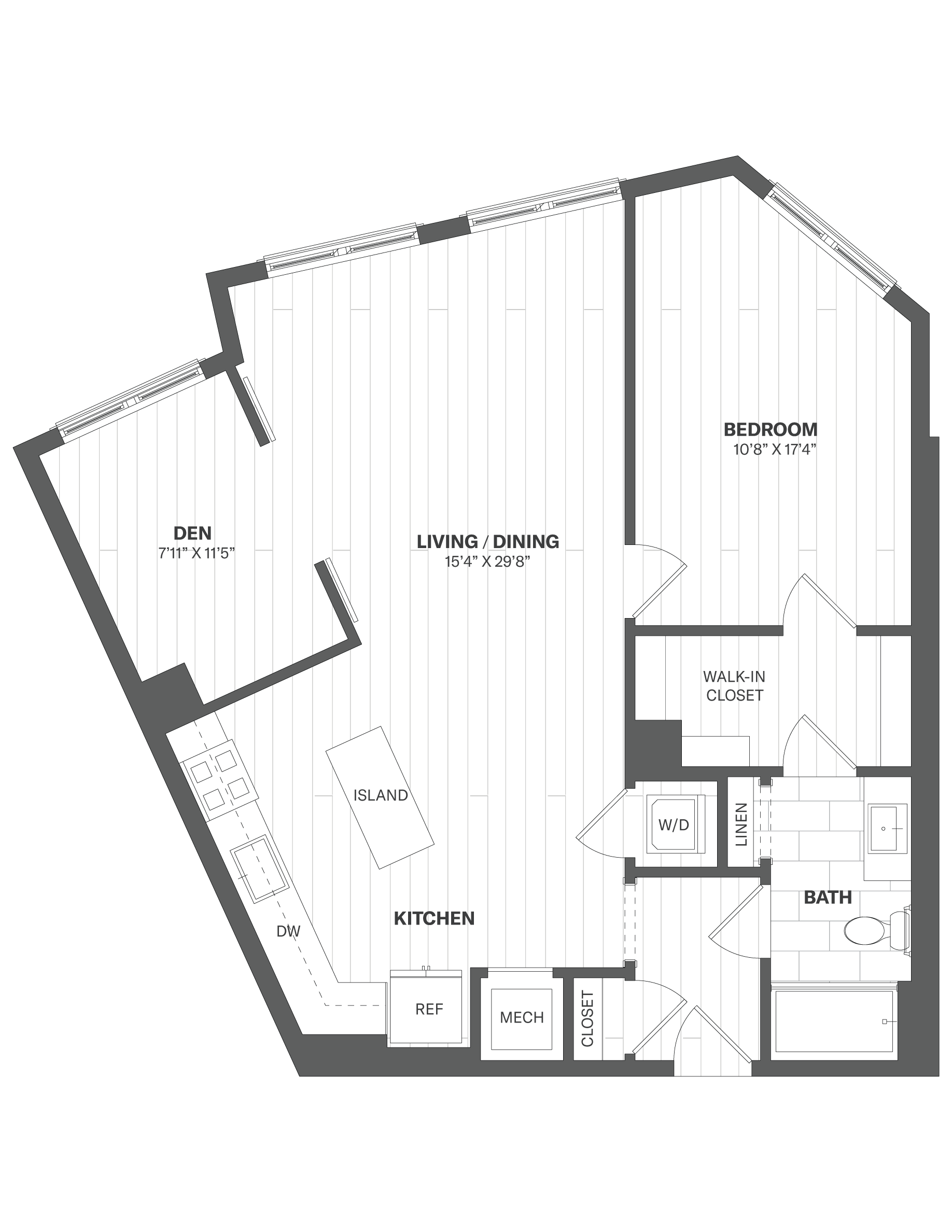 1N - 1 Bed/1 Bath Den floor plan