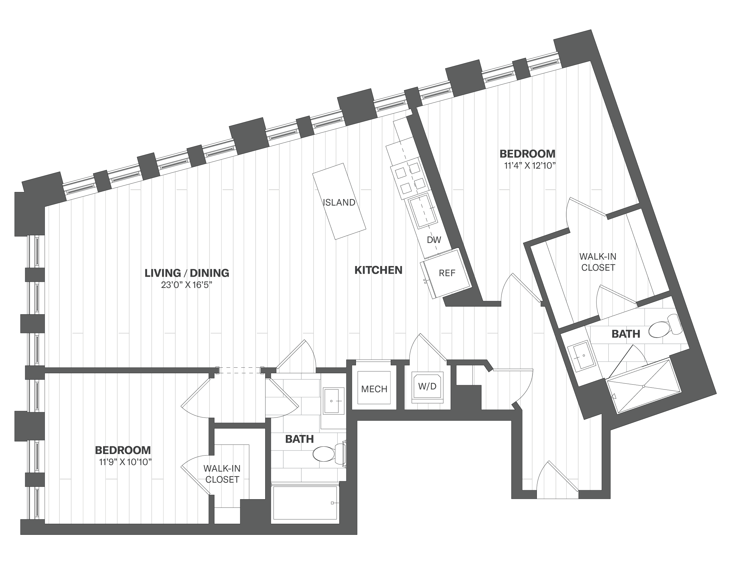 2F - 2 Bed/2 Bath floor plan