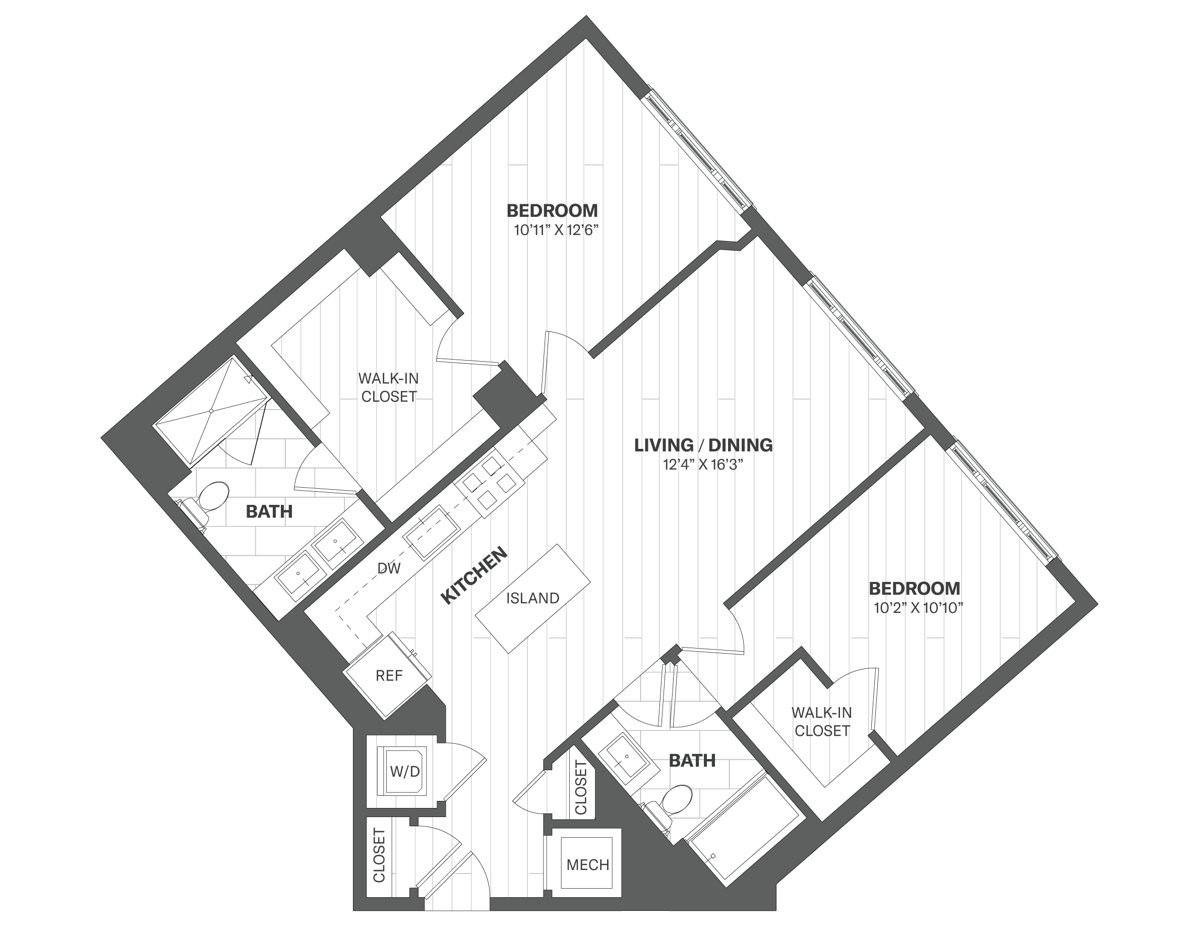 2A - 2 Bed/2 Bath floor plan